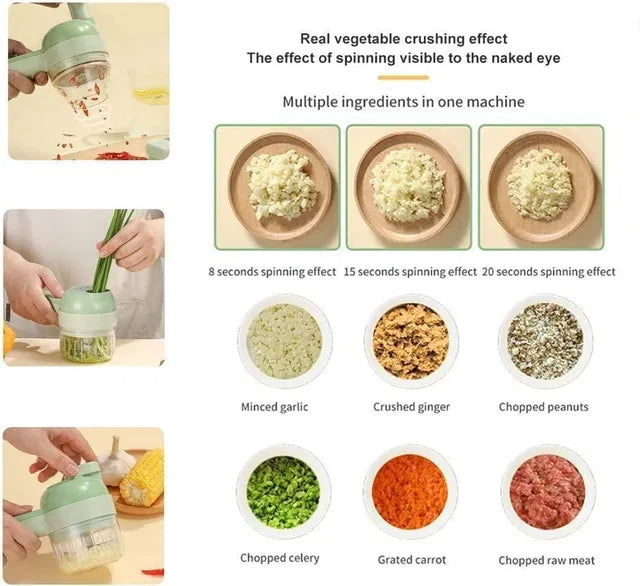 Electric Vegetable Chopper (PACK OF 1, 4 In 1 Electric Vegetable Cutter)