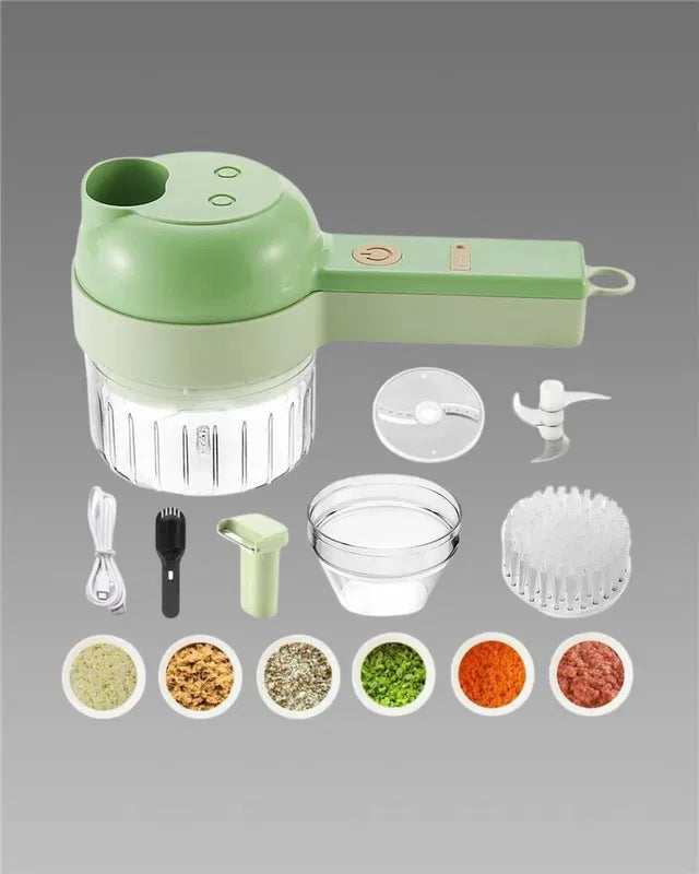 Electric Vegetable Chopper (PACK OF 1, 4 In 1 Electric Vegetable Cutter)