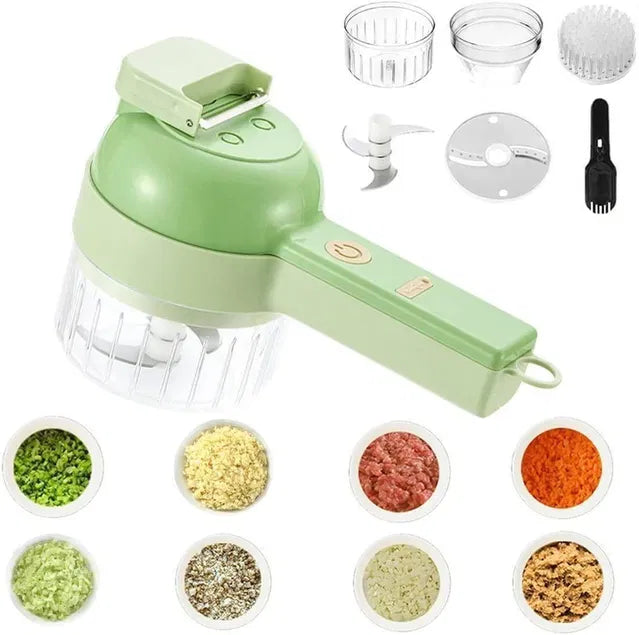 Electric Vegetable Chopper (PACK OF 1, 4 In 1 Electric Vegetable Cutter)
